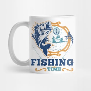 Crazy Dog T-Shirts Mens Fishing time Tshirt Funny Summer Vacation Fishing Tee for Guys Mug